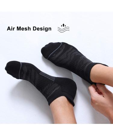 FITRELL Men's Ankle Running Socks 6-Pack - Low Cut Cushioned Athletic Sports Socks - Black+Gray - Size 9-12 - Buy Online on GoSupps.com