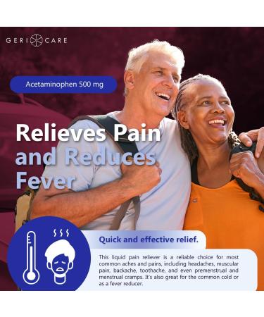 GeriCare Extra Strength Acetaminophen 500 mg Adult Liquid Pain Relief Fever Reducer 8 FL OZ (Pack of 1) - Buy Online on GoSupps.com