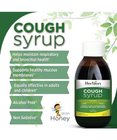 Herbion Naturals Cough Syrup with Honey - Cough Relief & Sore Throat Soothing - Immune Support for Adults & Kids 13+ - 5 FL Oz - Buy Online on GoSupps.com