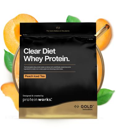 Protein Works Poudre d'isolat de prot ine de lactos rum Clear Diet th glac la p che 20 shakes boisson rafra chissante haute teneur en prot ines 500 g Th glac la p che 500g (20 Shakes)