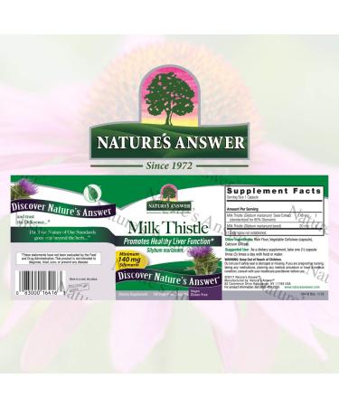 Nature's Answer Milk Thistle 120 Capsules - Maximum Strength Silymarin for Healthy Liver Support & Digestive Relief - Buy Online on GoSupps.com
