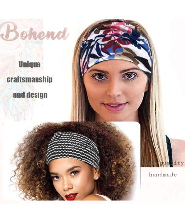 Boho Headband Set - Wide Yoga Stretch Bandeau for Women and Girls (8pcs) - Buy Online on GoSupps.com