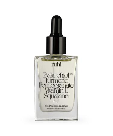 ruhi ruhi BAKUCHIOL Organic Face Oil - Serum with Organic Retinol Oil - 30 ml - BACOUCHIOL 1% - Plant Alternative to Retinol - Squalane Turmeric Pomegranate Seed Oil Vitamin E -