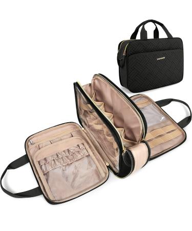 BAGSMART Large Toiletry Bag, Travel Toiletry Bag Water-resistant Makeup Cosmetic Organizer Bag for Accessories, Shampoo, Full Sized Container, Toiletries Black Medium