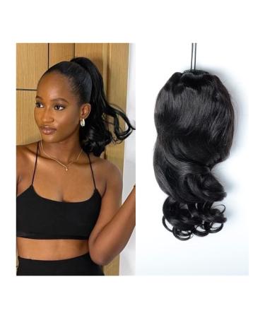 Hair Chignon 12-18 Inch Brazilian Loose Wavy with Drawstring Hair Comb Curly Ponytail Extensions Brazilian Hair Black Ponytail Messy Bun Hair Piece (Color : Black Size : 16inch 150g)