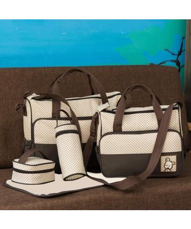 Halovie Multifunction Diaper Backpack - Adjustable 5-Part Shoulder Bag with Large Capacity for Baby Bottles - Stylish Brown Travel Bag - Buy Online on GoSupps.com