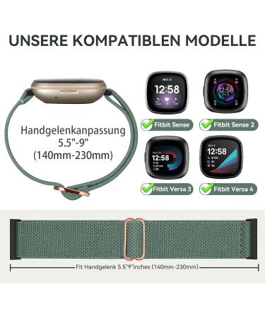 ZPOLY 8-Piece Soft Elastic Bracelet Set for Fitbit Versa 4 3 & Sense 2 - Stylish Replacement Bands in Starlight Pine Needle Green Smoke Violet Blue Gray Arrowhead Leopard Brown - Buy Online on GoSupps.com