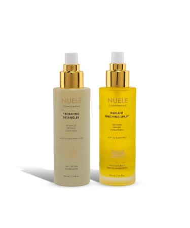 Nuele Clean Essentials Hydrating Bundle - 3.4 Fl Oz Radiant Finishing Spray and 3.4 Fl Oz Hydrating Detangler - For All Hair Types - 100% Naturally Derived Ingredients