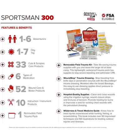 Adventure Medical Kits Sportsman 300 Outdoor First Aid Kit - 127 Pieces - Buy Online on GoSupps.com