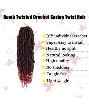 Bomb Twist Crochet Hair - 6 Packs 14 Inch Ombre Jump Twist Extensions | Synthetic Passion Twist with Curly Ends - Perfect for Stunning Hairstyles - Buy Online on GoSupps.com