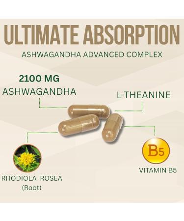 EssenceCraft Natural Products Ashwagandha 2100mg High Potency Root Extract Adaptogenic Herbal Supplement Energy Mood & Focus Support with L-Theanine Rhodiola & B5 100 Capsules - Buy Online on GoSupps.com