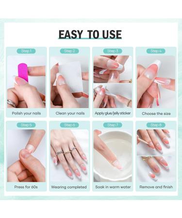 Jofay Fashion Press On Nails Medium - Milky Blue Gel Tips | Summer Beach Ballerina Coffin | Reusable Fake Nails Kit - Buy Online on GoSupps.com