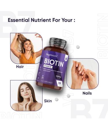 Biotin Hair Growth Supplement 12000mcg - 365 Vegan Tablets - 1 Year Supply - Hair Skin & Nails Vitamins - High Absorption D-Biotin - for Women & Men - Hair Growth Vitamins - Buy Online on GoSupps.com
