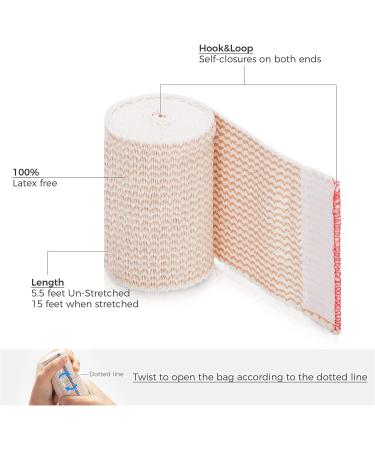 Ourmed Elastic Bandage Wrap with Self Closure & Extra Clips - Latex Free 4x3, 4x4 for Sports, Wrist, Ankle, First Aid Kit (8 Pack) - Buy Online on GoSupps.com