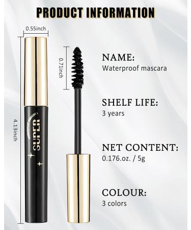 3 Colors Waterproof Mascara Set Blue Green Purple Colored Mascara for Eyelashes Long Lasting Curling Lash Mascara Volume and Length Highly Pigmented Colorful Mascara Eye Makeup for Cosplay Stage-B 02+03+08-blue Green Purple - Buy Online on GoSupps.com