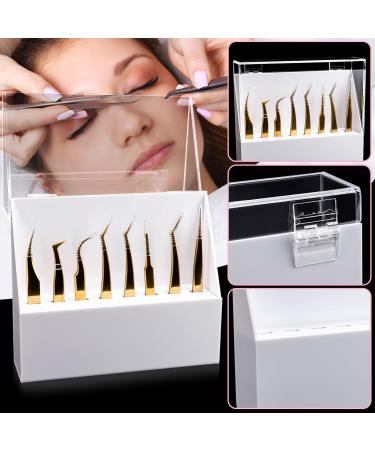 Noverlife 8-Slot Eyelash Tweezer Holder | Acrylic Lash Tweezer Storage Case with Dust-proof Cover | Organizer Stand for Salon & Home - Buy Online on GoSupps.com