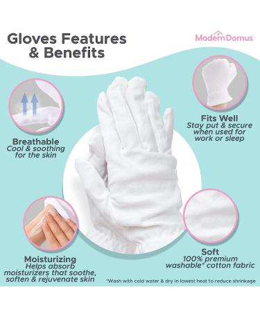 3 Pairs White Premium Cotton Sleep Gloves for Eczema and Dry Hands - Overnight Moisturizing Gloves for Men and Women - Includes Mesh Laundry Bag - Fits Most - Buy Online on GoSupps.com