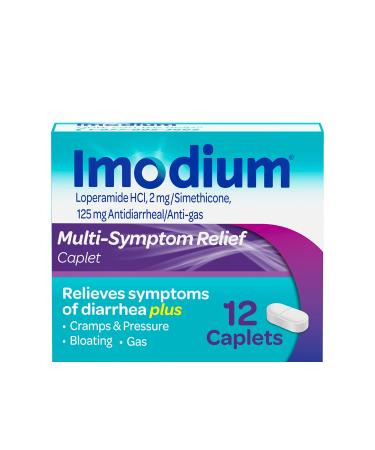 Imodium Multi-Symptom Anti-Diarrheal Caplets, Loperamide HCl & Simethicone, 12 ct.