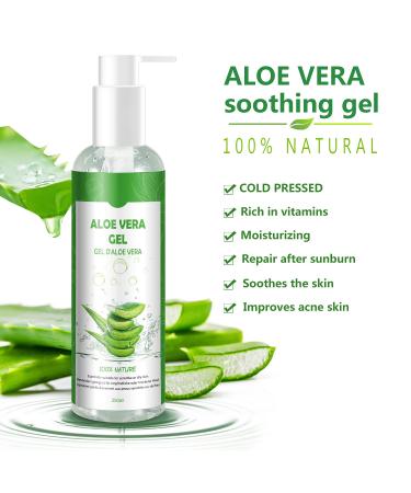 Aloe Vera Gel 100% Pure - Natural Moisturizing Cream for Face Hair & Body - Soothing Relief for Dry Skin & Sunburn - 250ml - Buy Online on GoSupps.com