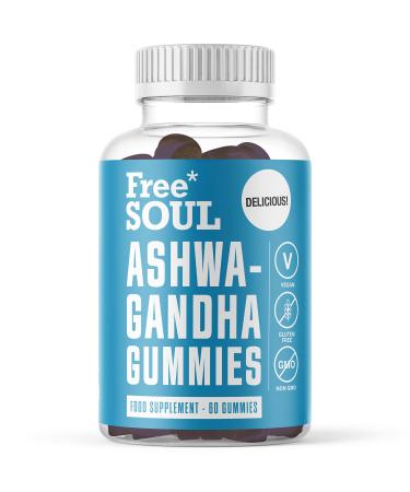 Ashwagandha Gummies - The Highest Concentration with Bioavailable Full-Spectrum Pure Root Powder Extract - 60 Vegan Ashwagandha Supplements Known As Withania Somnifera | Gluten Free | Free Soul UK