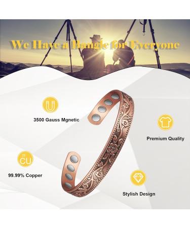 Shop 6.5inch Adjustable Pure Copper Flower Bracelet for Women - Stylish & Healthy Magnetic Copper Jewelry - Buy Online on GoSupps.com