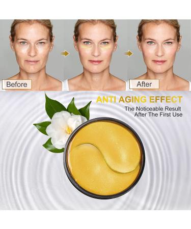 Fivewan 24k Gold Under Eye Patches - 60 Pcs Anti-Aging Eye Mask with Collagen & Hyaluronic Acid for Dark Circles, Puffiness, and Wrinkles - 30 Pairs - Buy Online on GoSupps.com