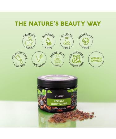 Nature's Beauty Cinnamon Coffee Energy Body Scrub Multi-Pack - Gently Exfoliate Energize & Invigorate Dull Skin Made w/Pomegranate & Babassu Oil + Coffee Seed Powder 11.3 oz (2 Pack) - Buy Online on GoSupps.com