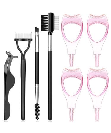 Eyelash Mascara Guard Eyelash Comb Eyebrow Brush Mascara Shield Applicator Guard Eyelash Separator Tool Eyelash Tweezers Eye Makeup Tools for Women Girls 8 Pieces