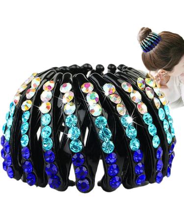 SUANQ Rhinestone Bird Nest Hair Clip Expandable Ponytail Holder Hair Claw Clamps Colorful Fashion Bun Makers Hair Accessory Donut Bun Maker for Women Girls - Buy Online on GoSupps.com
