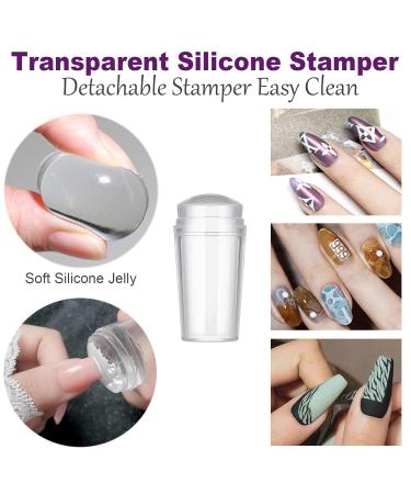 Famidiqgo Nail Stamper & Art Brushes Set - French Tip Clear Jelly Nail Art 3PCs Silicone Stamper Scraper & Pen for DIY Nail Design - Buy Online on GoSupps.com