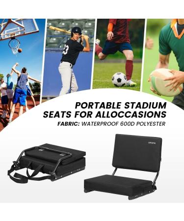 OSPORTIS Stadium Seats for Bleachers  Bleacher Seats with Padded Active Foam Backs and Cushion  Portable Stadium Seats with Back Support and Shoulder Strap BLACK 1 - Buy Online on GoSupps.com