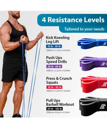 Beenax Resistance Bands Set - Heavy Duty Pull Up Assist Bands for Strength Training - Set of 4 (15-125 LBS) - Ideal for CrossFit, Powerlifting, and Yoga - Men and Women - Buy Online on GoSupps.com