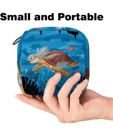 Portable Women's Menstrual Cup & Tampon Bags | Colorful Sea Turtle Design | Ideal for Teen Girls - Buy Online on GoSupps.com