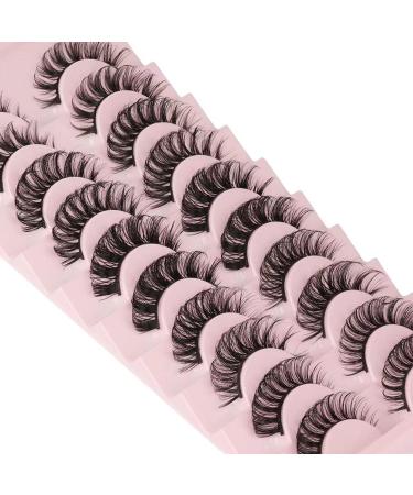 False Eyelashes Russian Strip Lashes - D Curly Natural Wispy Fluffy Thick Volume - 10 Pairs Handmade Reusable Fake Lashes Extension - 5 Style Mix - Buy Online on GoSupps.com