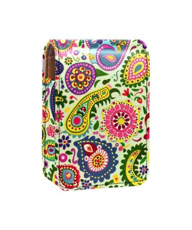 Travel Lipstick Organizer Case Lipstick Case Portable Makeup Bag With Mirror Colored Flowers Paisley J422g1memz