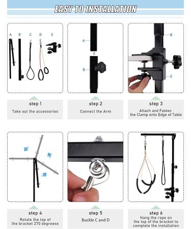 Kalolary Pet Grooming Arm with Clamp | Adjustable 33 Inch Height | No Sit Haunch Holder | Dog Grooming Loop Noose | Ideal for Medium & Small Dogs - Buy Online on GoSupps.com