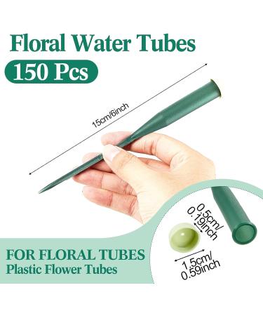 150 Pcs Plastic Floral Water Tubes with Rubber Caps - Flower Arrangement Supplies - 6 Inches - Buy Online on GoSupps.com
