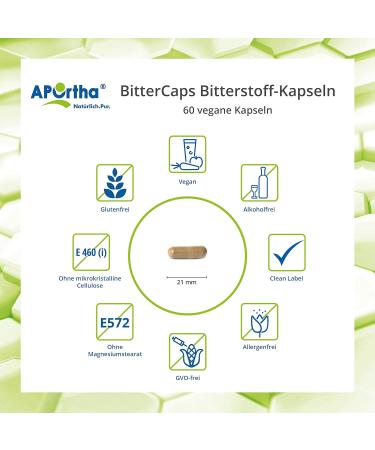 Aportha Bitter Caps | 60 Vegan Capsules - Alcohol-Free Gluten-Free Allergen-Free Derived from 30 Plant Substances - Buy Online on GoSupps.com