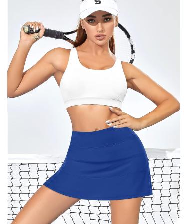 Women's Blue Tennis Skirt with 4 Pockets | Athletic Golf Skort for Running & Sports - Small - Buy Online on GoSupps.com