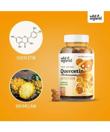 Organic Quercetin & Bromelain Gummy Supplement - 60 Pear-Flavored Chews for Immunity & Respiratory Health - Buy Online on GoSupps.com