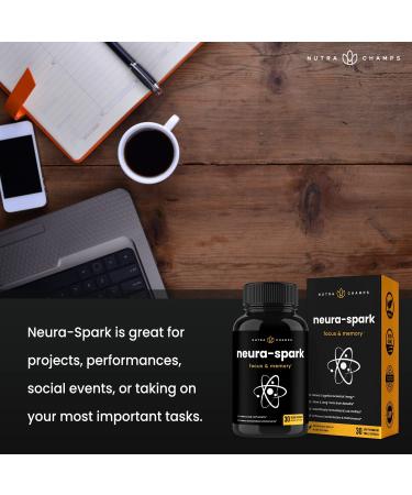 NeuraSpark Premium Brain Supplement - Nootropic Booster for Focus, Memory & Energy - Ginkgo Biloba, St John's Wort, DMAE, Rhodiola - 30 Capsules - Buy Online on GoSupps.com