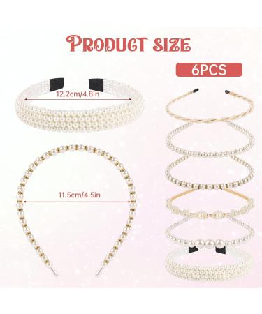 Sliverdew 6 Pack Pearl Headband Set for Women - White Faux Pearl Rhinestones Hairbands for Bridal & Wedding Hair Accessories - Buy Online on GoSupps.com