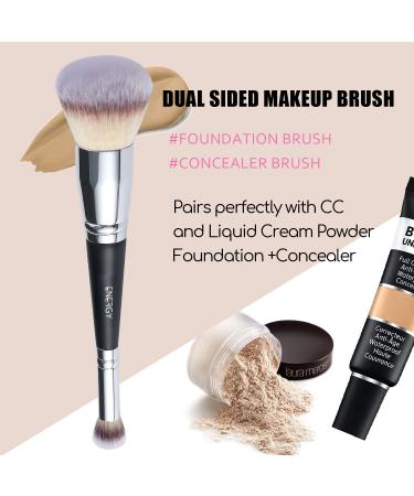 ENERGY Dual-Ended Foundation & Concealer Brush for Liquid, Cream, and Powder Makeup - Premium Luxe Hair, Rounded Tapered Design for Flawless Blending and Stippling - Dual Ended Makeup Brush - Buy Online on GoSupps.com