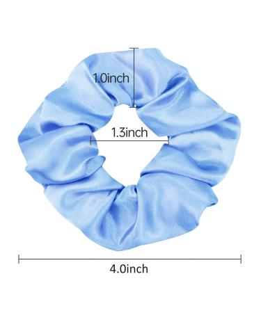12 Pack Blue Satin Hair Scrunchies - Elastic Hair Ties for Women and Girls - Buy Online on GoSupps.com