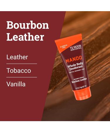 Mando Whole Body Deodorant - Mini Travel Size Invisible Cream Tube - 72 Hour Odor Control - Aluminum and Baking Soda Free Skin Safe - .5 oz (Pack of 2) (Bourbon Leather) Bourbon Leather 0.5 Ounce (Pack of 2) - Buy Online on GoSupps.com