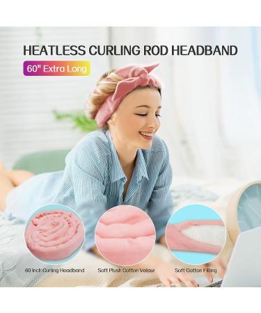 Long Hair Heatless Curler Kit - 61 Extra-Long Rod Headband for Overnight Soft Cotton Curls - Pink Velour Ribbon for Women - Buy Online on GoSupps.com