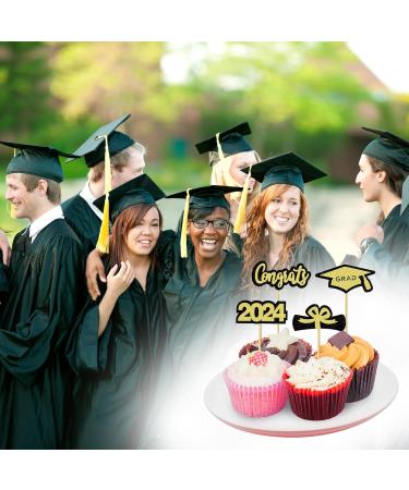 2024 Graduation Decorations Cake Toppers Set of 12 Gold Black Glitter Congrats Grad 2024 Cupcake Toppers Grad Caps & Diploma Cake Toppers 2024 Graduation Party Cake Decorations Supplies - Buy Online on GoSupps.com