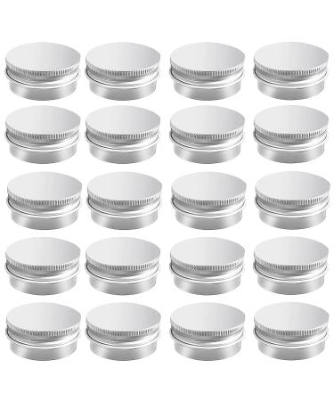 20 Pack 0.5 oz Aluminum Tin Jar with Screw Lid 15 ml Round Refillable Containers 1.5 x 0.7 Inch