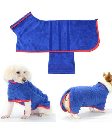 Bibykivn Dog Bathrobe - Super Absorbent Microfiber Cuddle Robe for Pets | Adjustable Velcro Fastener | Quick Drying - Size S Blue - Buy Online on GoSupps.com