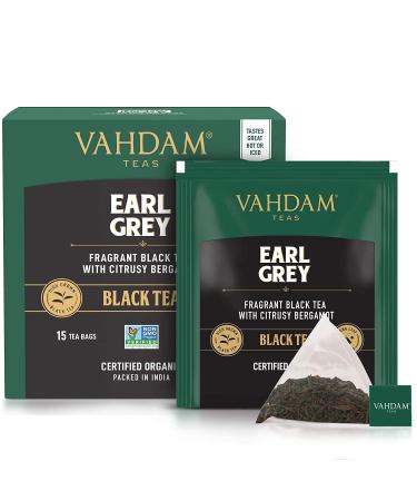 Vahdam Earl Grey Black Tea with Bergamot - 15 Tea Bags (1.06 oz) - Buy Online on GoSupps.com